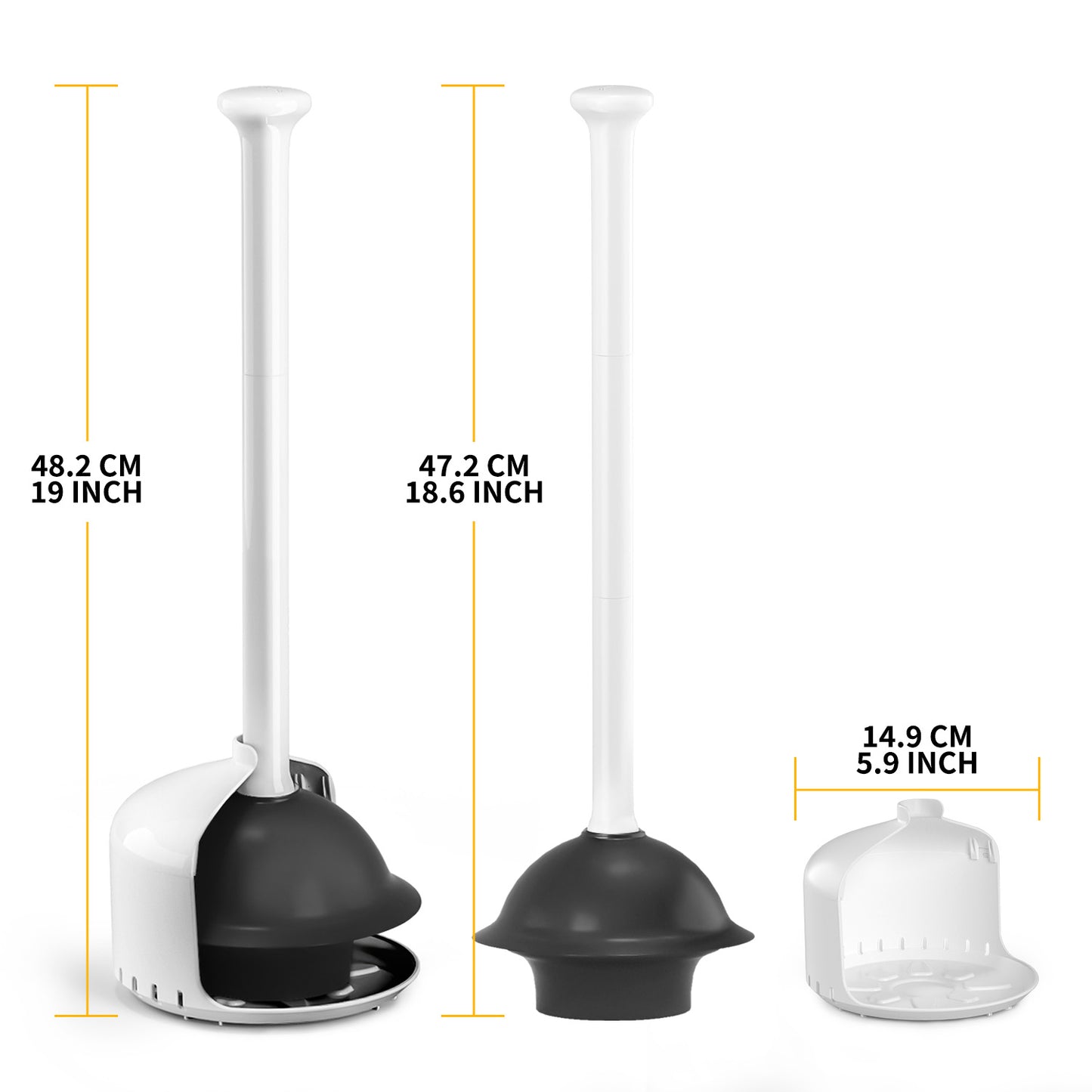 propuri Toilet Plunger with Holder,Heavy Duty Plunger with Cover,Bathroom Decor Accessories,Toilet Clean,White