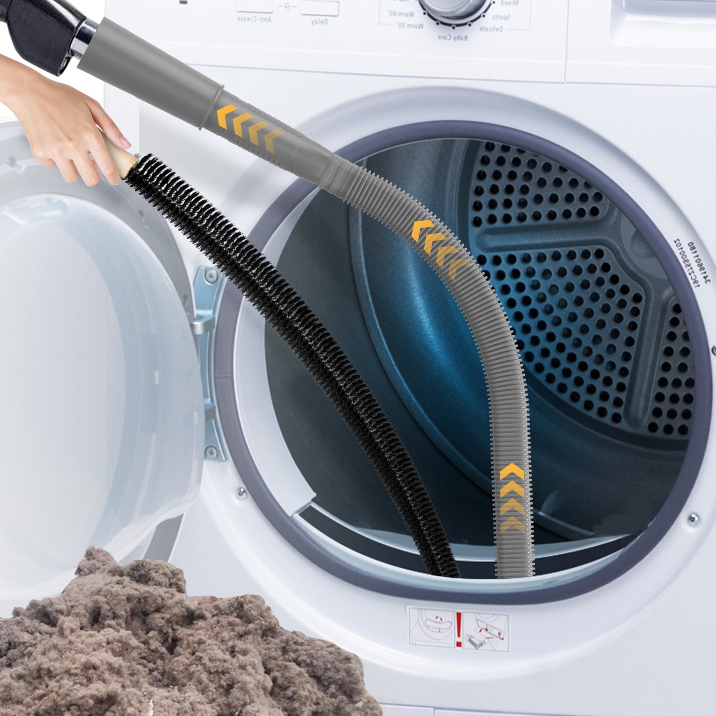 propuri Dryer Vent Cleaning Kit, Dryer Lint Vacuum Attachment and Flexible Dryer Lint Brush, Vacuum Hose Attachment Brush, 2PCS Grey