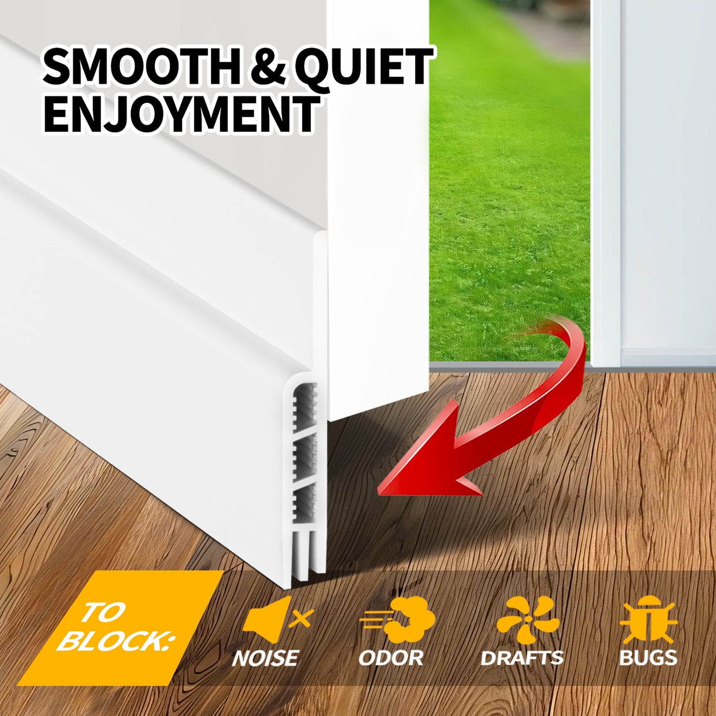 propuri Door Draft Stopper Under Door Draft Blocker Insulator Door Sweep Weather Stripping Noise Stopper , White