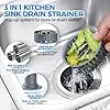 propuri Upgraded 3in1 Kitchen Sink Drain Strainer & Sink Stopper, Stainless Steel Kitchen Drain Plug , Cover with Anti-Clogging Basket Strainer, Fit US Standard 3-1/2'' Sink Drain Hole, Silver