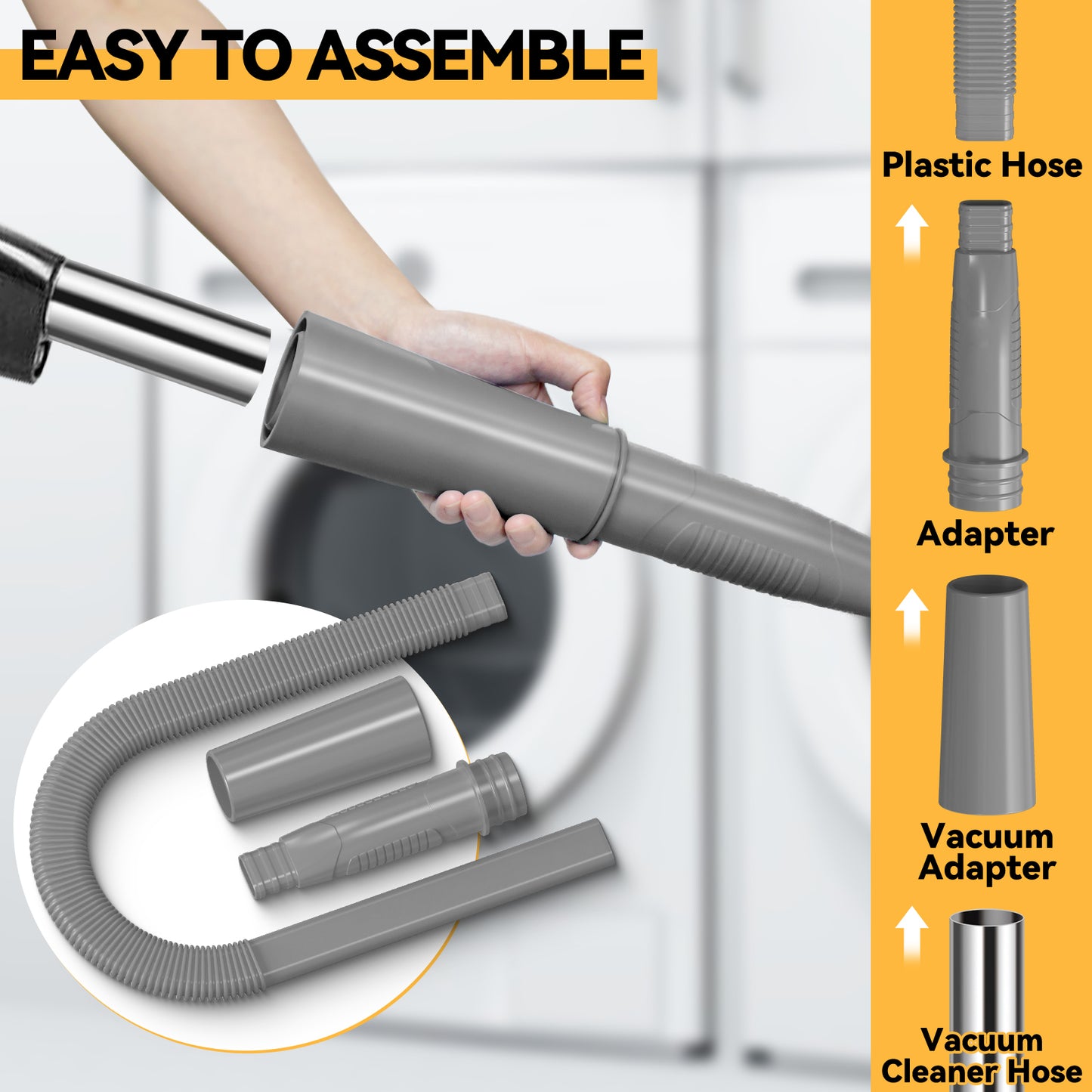 propuri Dryer Vent Cleaning Kit, Dryer Lint Vacuum Attachment and Flexible Dryer Lint Brush, Vacuum Hose Attachment Brush, 2PCS Grey