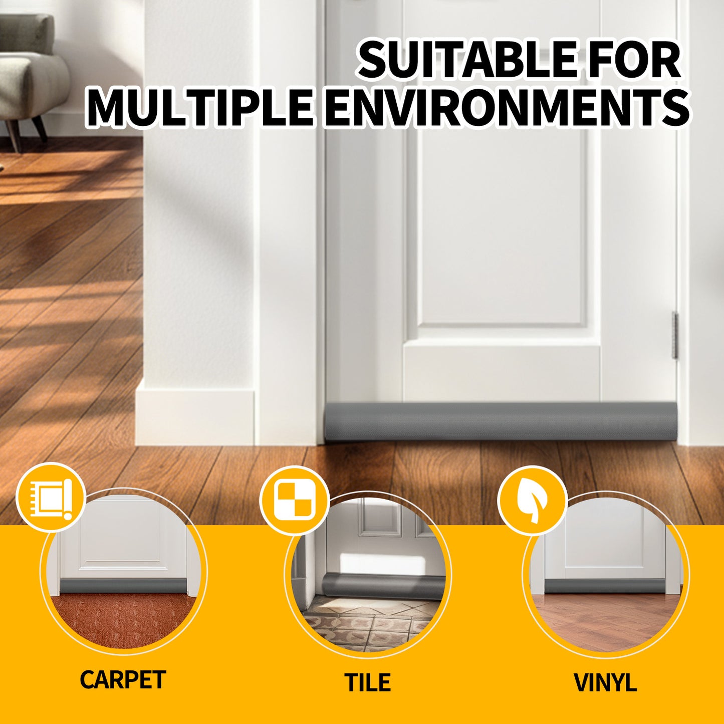 propuri Door Draft Stopper Door Sweep Weather Stripping Noise Blocker Window Breeze Blocker Adjustable Door Sweeps, Grey
