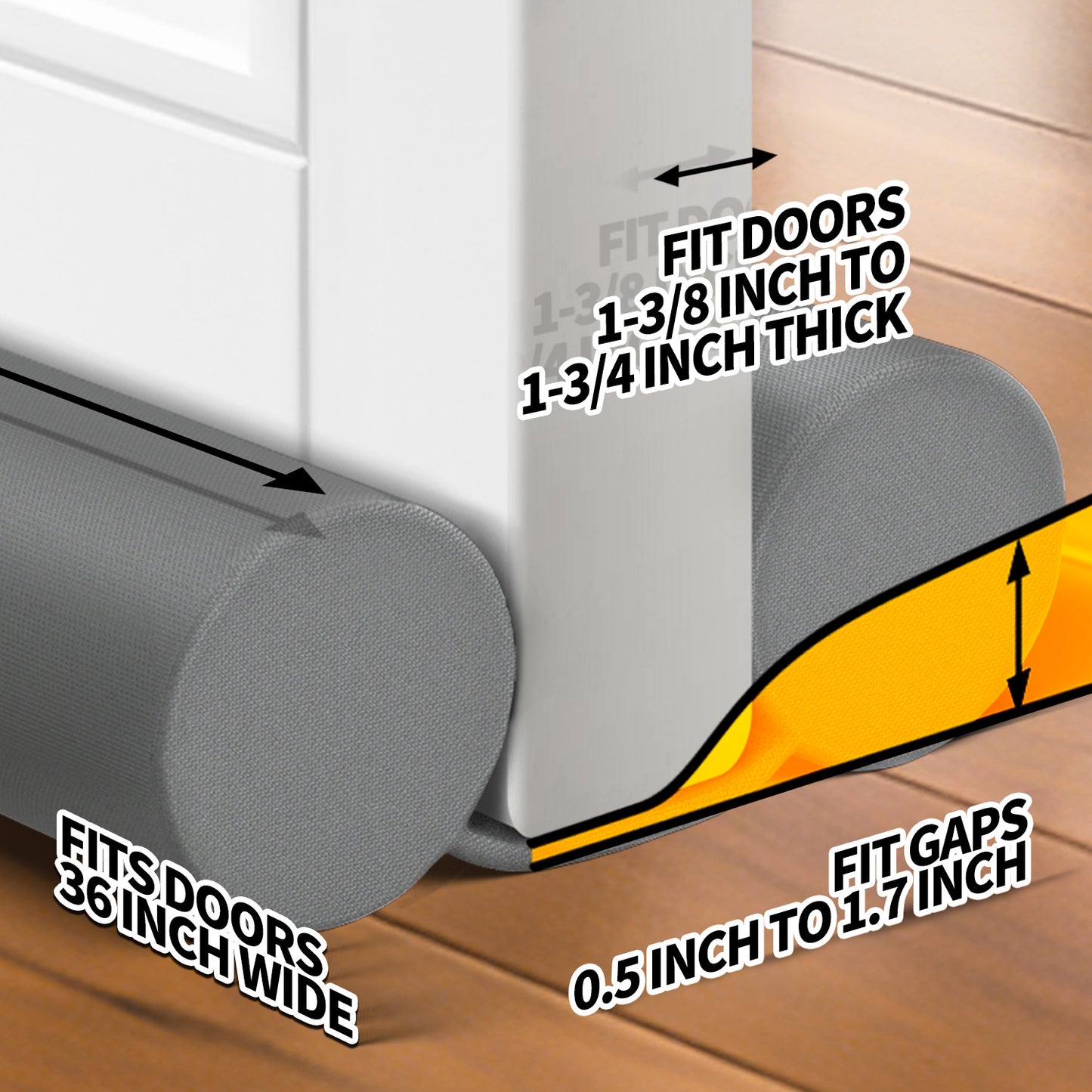 propuri Door Draft Stopper Door Sweep Weather Stripping Noise Blocker Window Breeze Blocker Adjustable Door Sweeps, Grey
