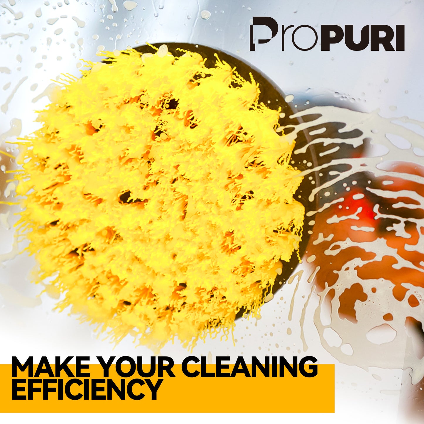 propuri Drill Brush,Power Scrubber Cleaning Brush, Extended Nylon Bristle Attachment,4Pack Yellow