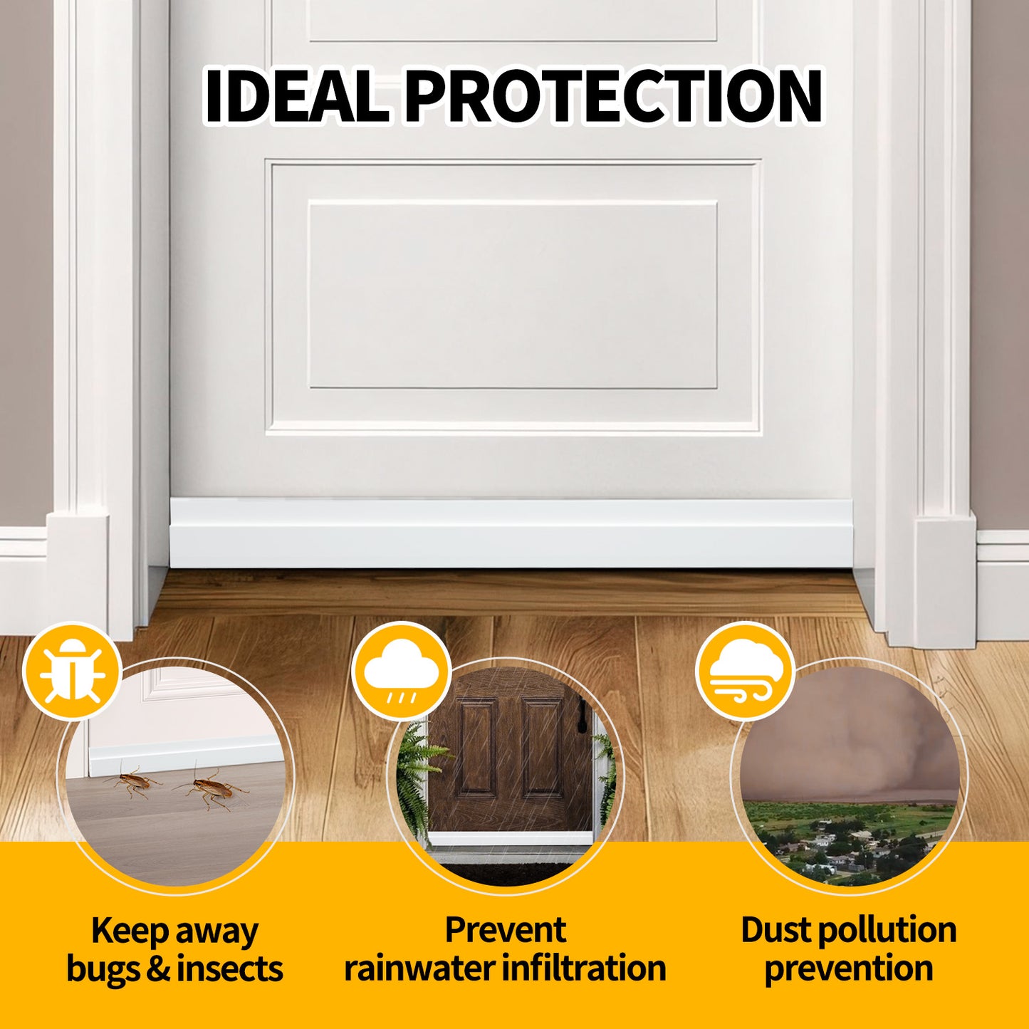 propuri Door Draft Stopper Under Door Draft Blocker Insulator Door Sweep Weather Stripping Noise Stopper , White