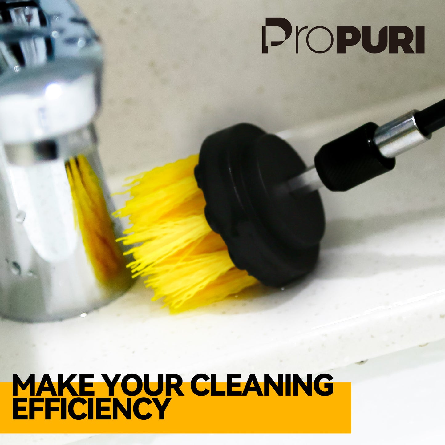 propuri Drill Brush,Power Scrubber Cleaning Brush, Extended Nylon Bristle Attachment,4Pack Yellow