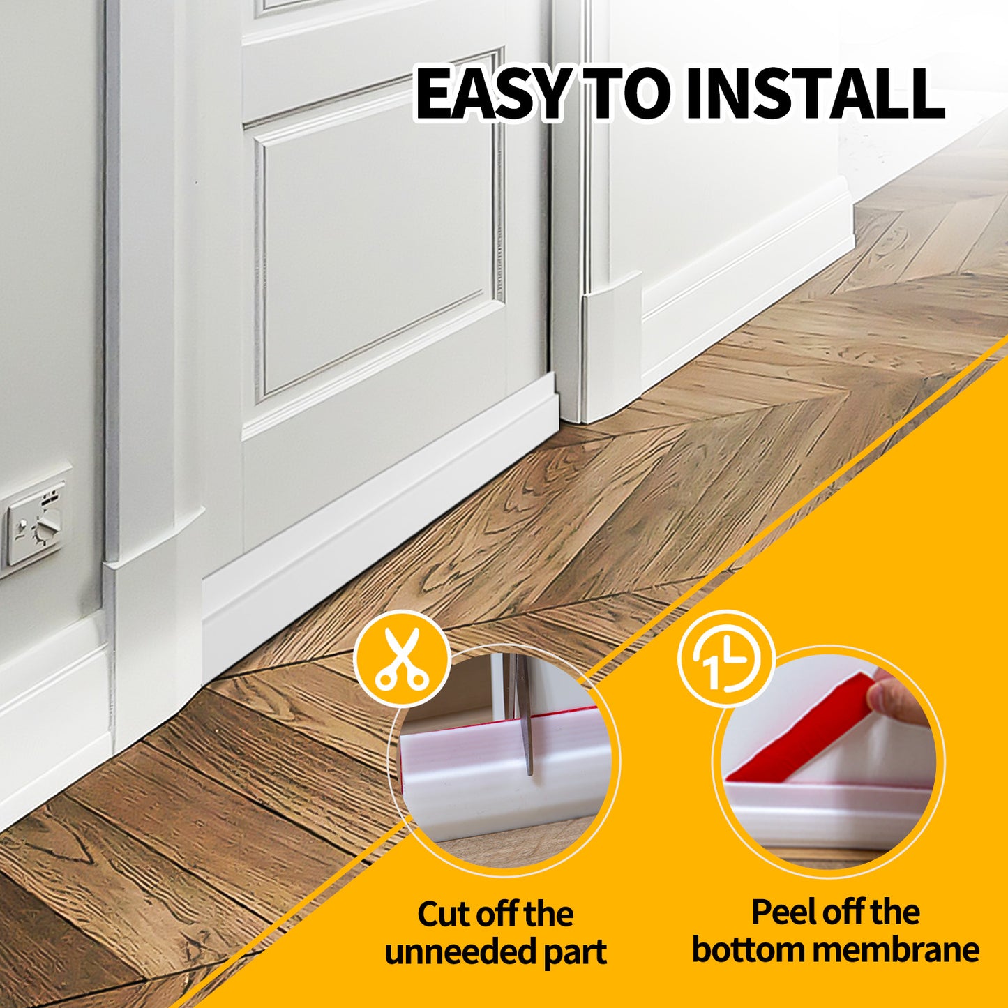 propuri Door Draft Stopper Under Door Draft Blocker Insulator Door Sweep Weather Stripping Noise Stopper , White