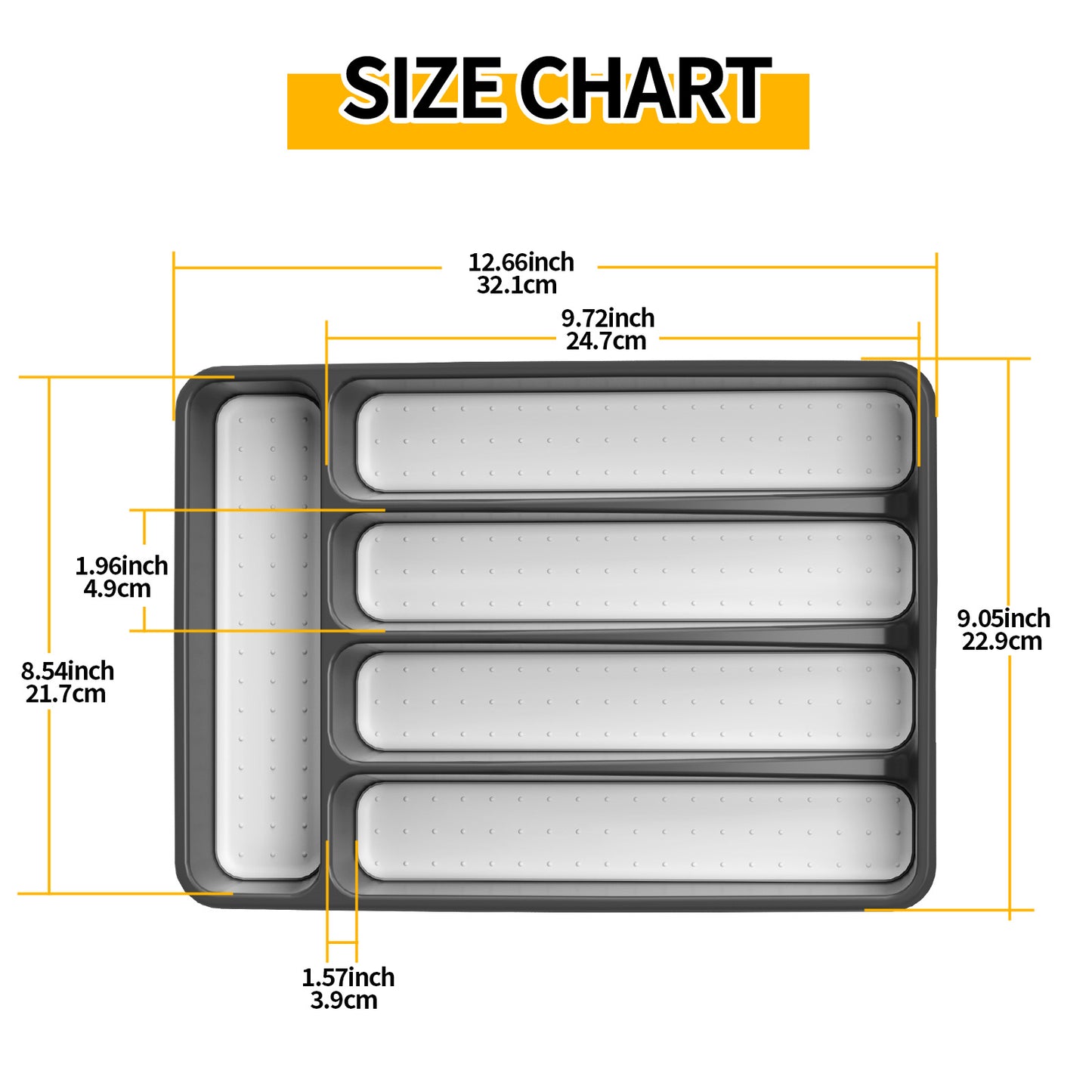 propuri Silverware Organizer - BPA-Free Kitchen Drawer Organizer with Non-slip TPR Linings, Utensil Holder Cutlery Drawer Organizer for Forks, Spoons and Knives- 5 Slots, Grey