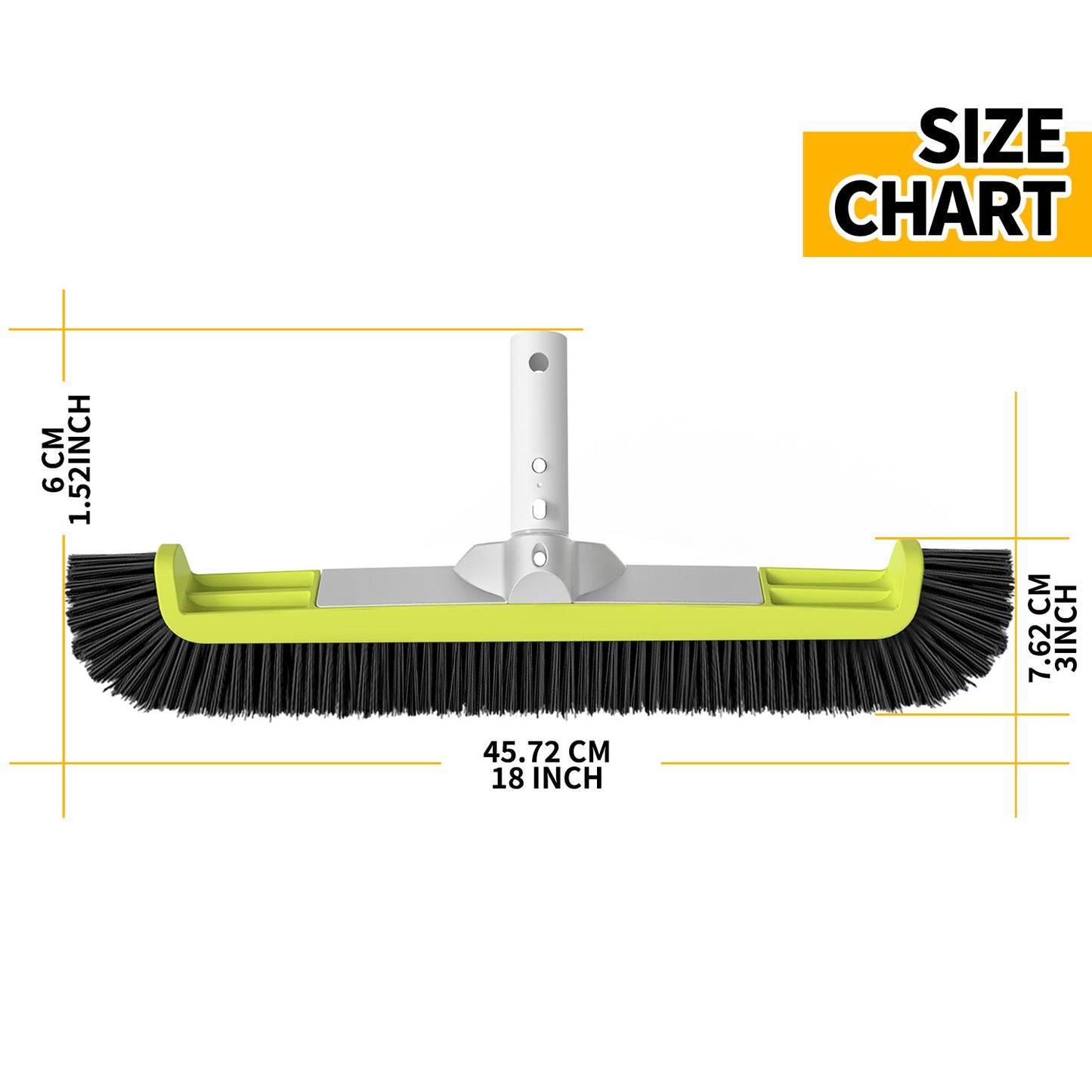 propuri 18" Pool Brush Head for Cleaning Swimming Pool Walls, Curved Ends High-Efficiency Scrub Brush for Tile, Fiberglass, Flooring and Vinyl Pools, Fits Φ1.25” Poles (Green & Black)