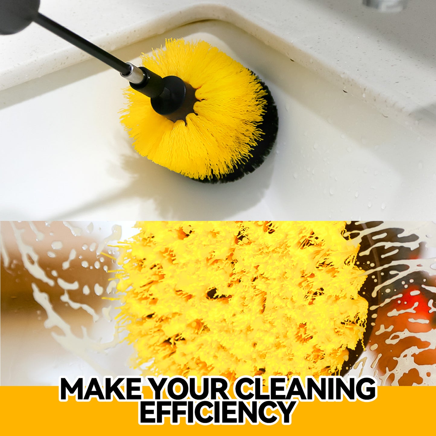 propuri Drill Brush,Power Scrubber Cleaning Brush, Extended Nylon Bristle Attachment,6Pack Yellow