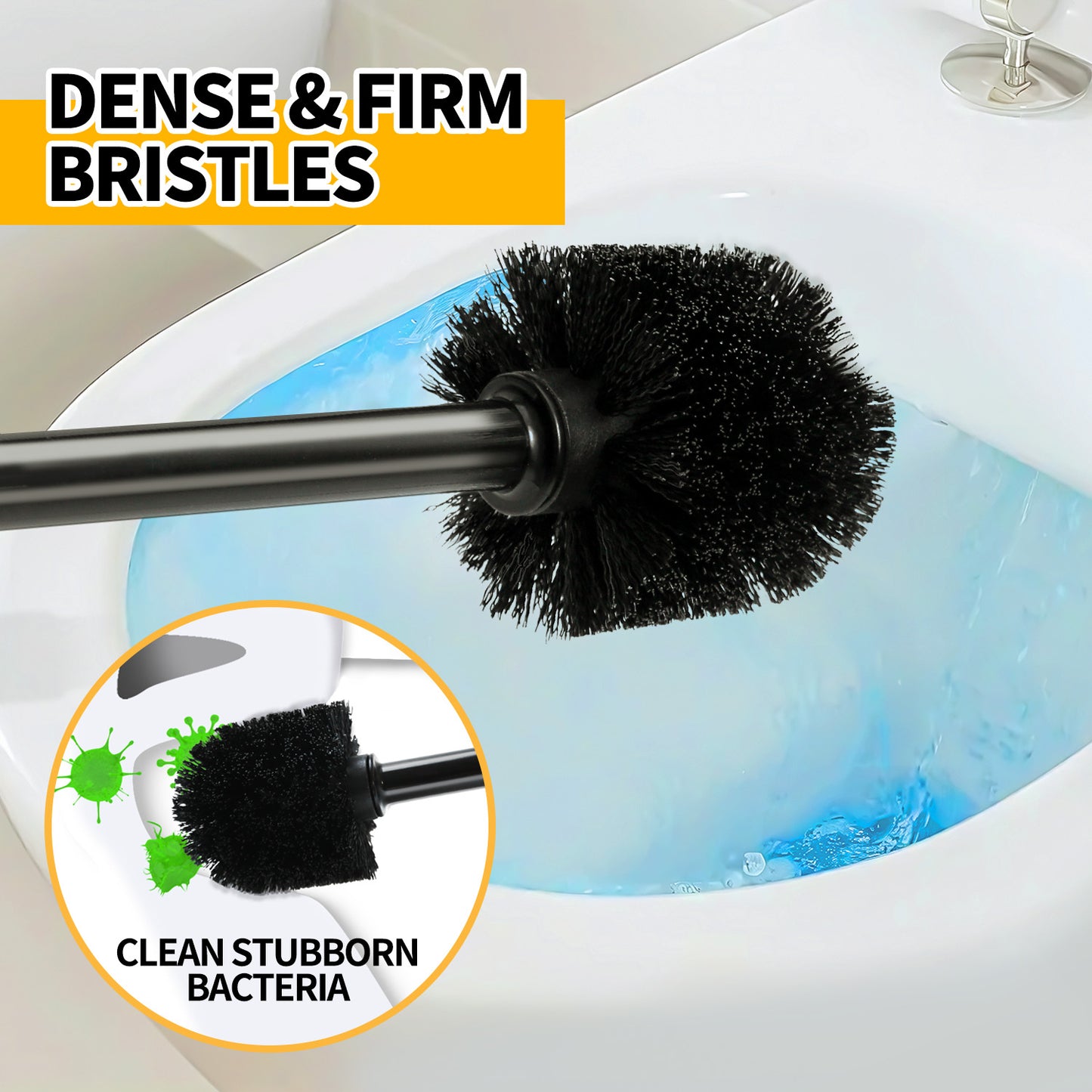 propuri 2 in 1 Toilet Plunger and Brush Set,Extended Handle Plunger,Bathroom Cleaning Tools ,Black,2pack