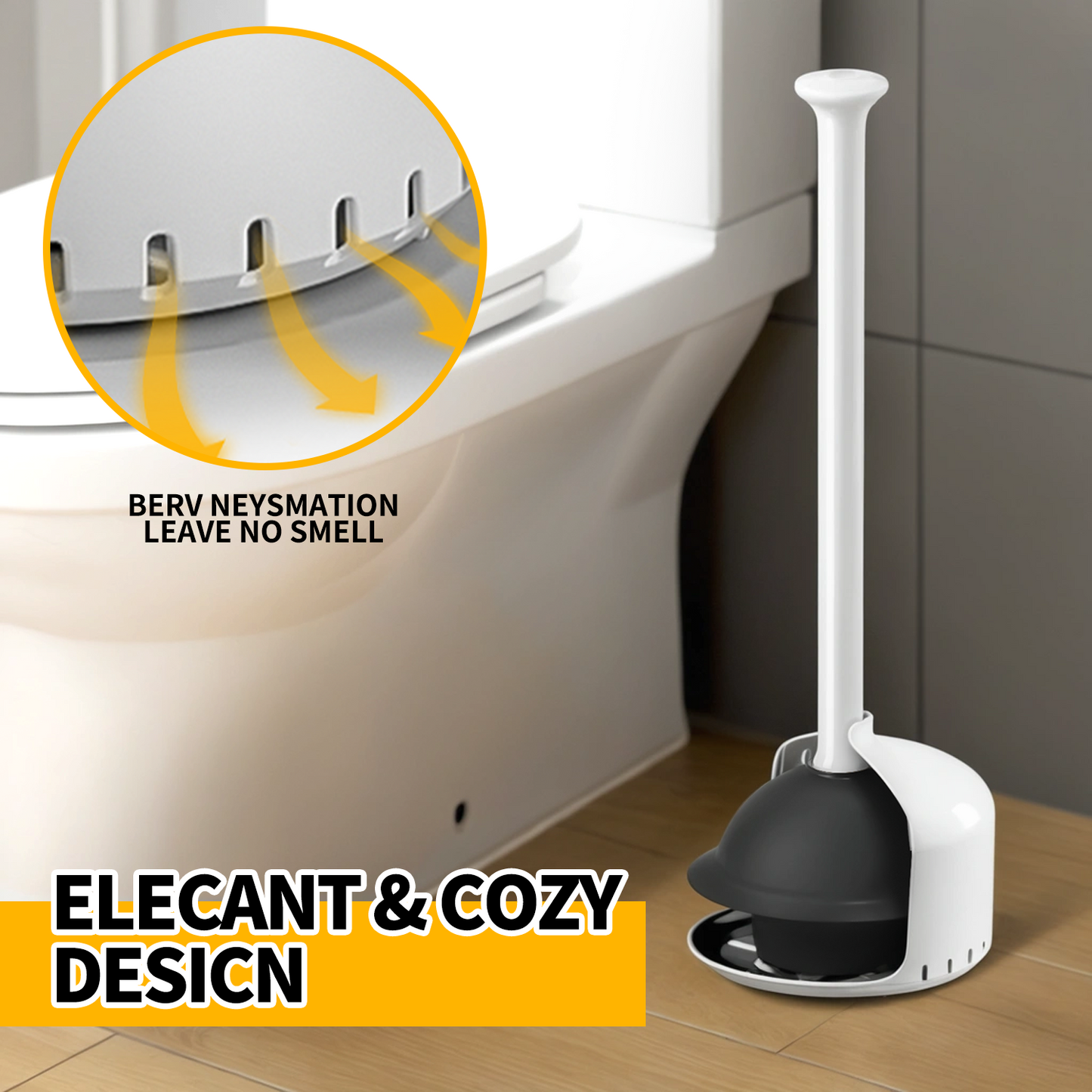 propuri Toilet Plunger with Holder,Heavy Duty Plunger with Cover,Bathroom Decor Accessories,Toilet Clean,White