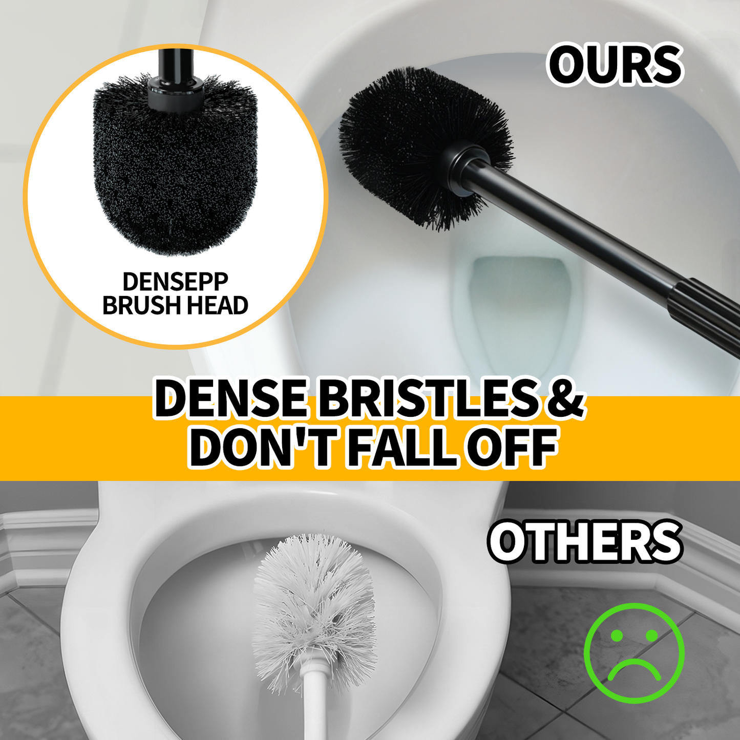 propuri 2 in 1 Toilet Plunger and Brush Set,Extended Handle Plunger,Bathroom Cleaning Tools ,Black,2pack