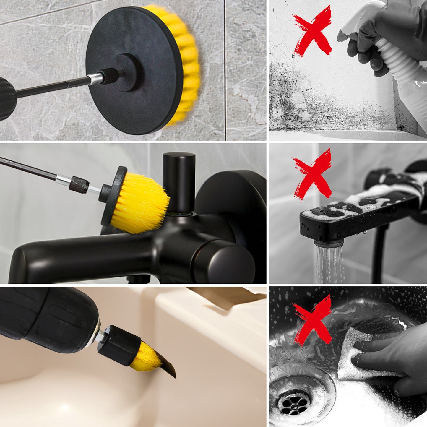 propuri Drill Brush,Power Scrubber Cleaning Brush, Extended Nylon Bristle Attachment,8Pack Yellow