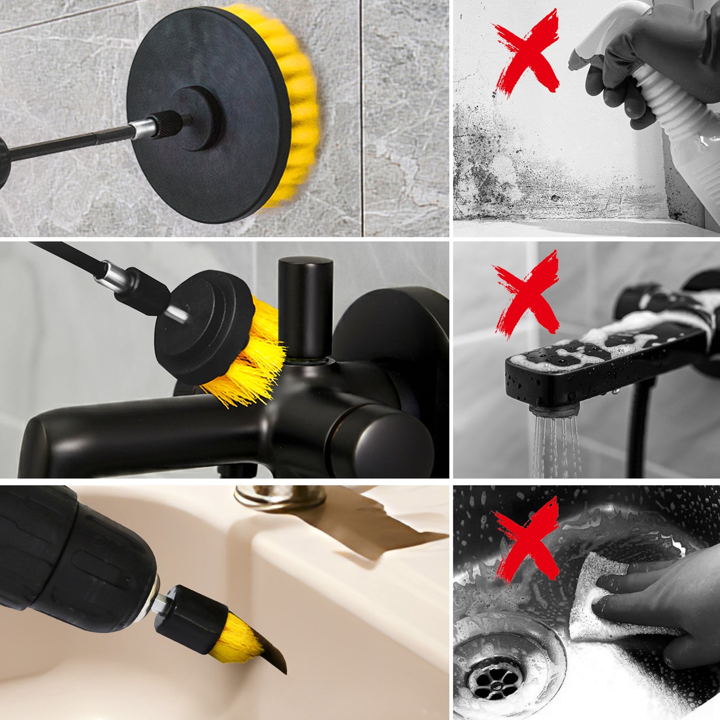 propuri Drill Brush,Power Scrubber Cleaning Brush, Extended Nylon Bristle Attachment,6Pack Yellow