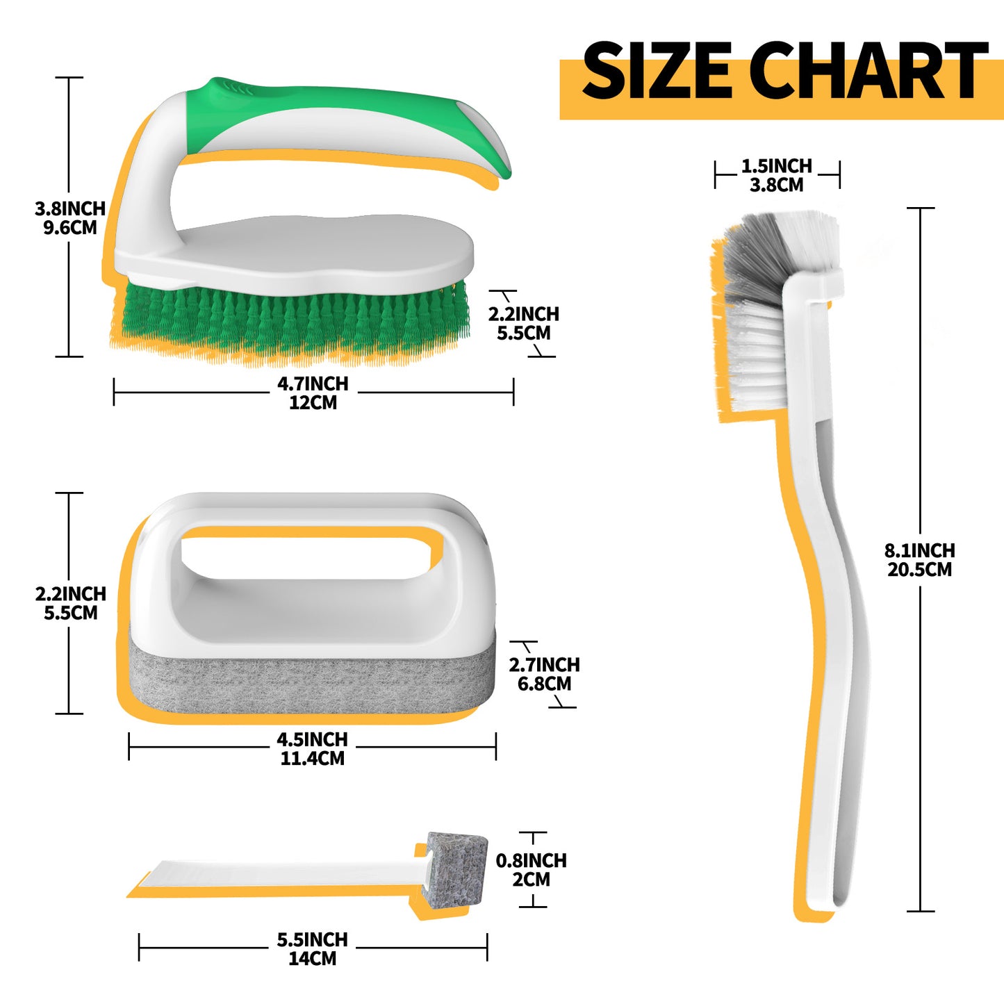 propuri Deep Cleaning Brush Set, Pool Brush, Scrub Pads with Scraper Tip Scouring Pads, for Pool Walls, Bathroom, Floor 7 Pack Green