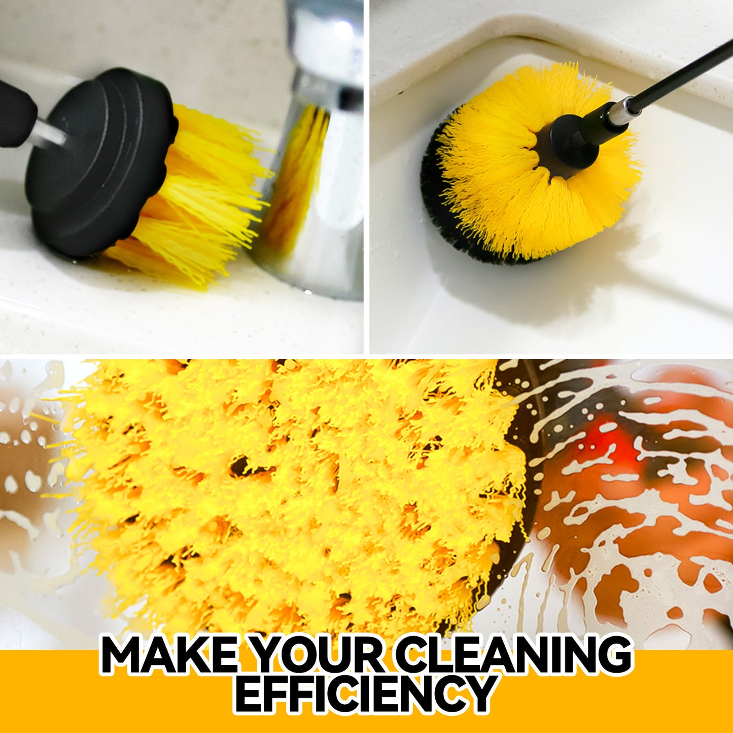 propuri Drill Brush,Power Scrubber Cleaning Brush, Extended Nylon Bristle Attachment,8Pack Yellow