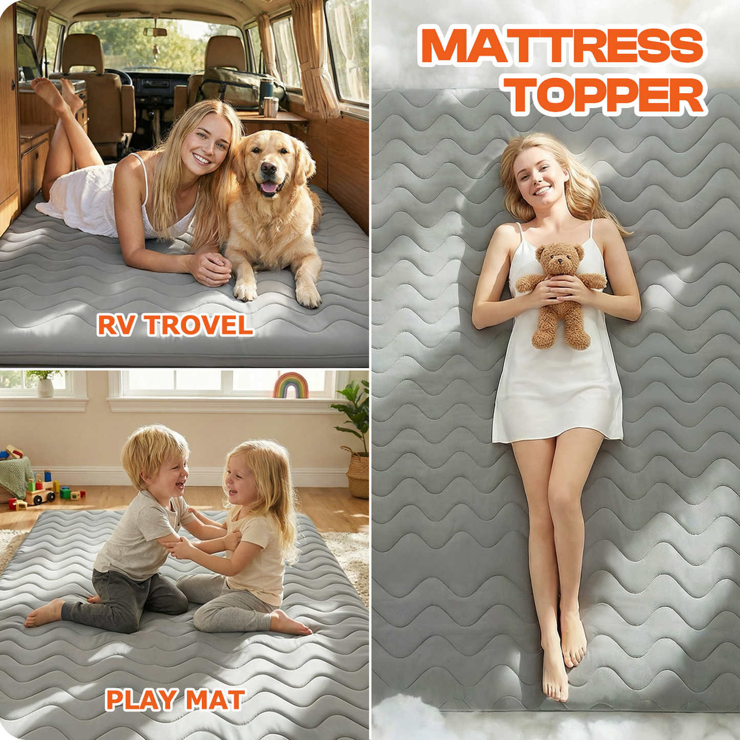 CHIC LINK Japanese Floor Mattress Futon - 3.5" Extra Firm Foldable Tatami Mat, 5-Layer Support with High-Density Foam Portable Floor Bed for Guest, Dorm, Kids Room & Camping Grey Full