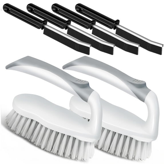 propuri Scrub Brush - 6 Pack, Scrub Brushes for Cleaning, Heavy-Duty Scrub Brush, Stiff Bristles Cleaning Brush, for Kitchen, Bathtub, Floor and Wall Surfaces, Grey