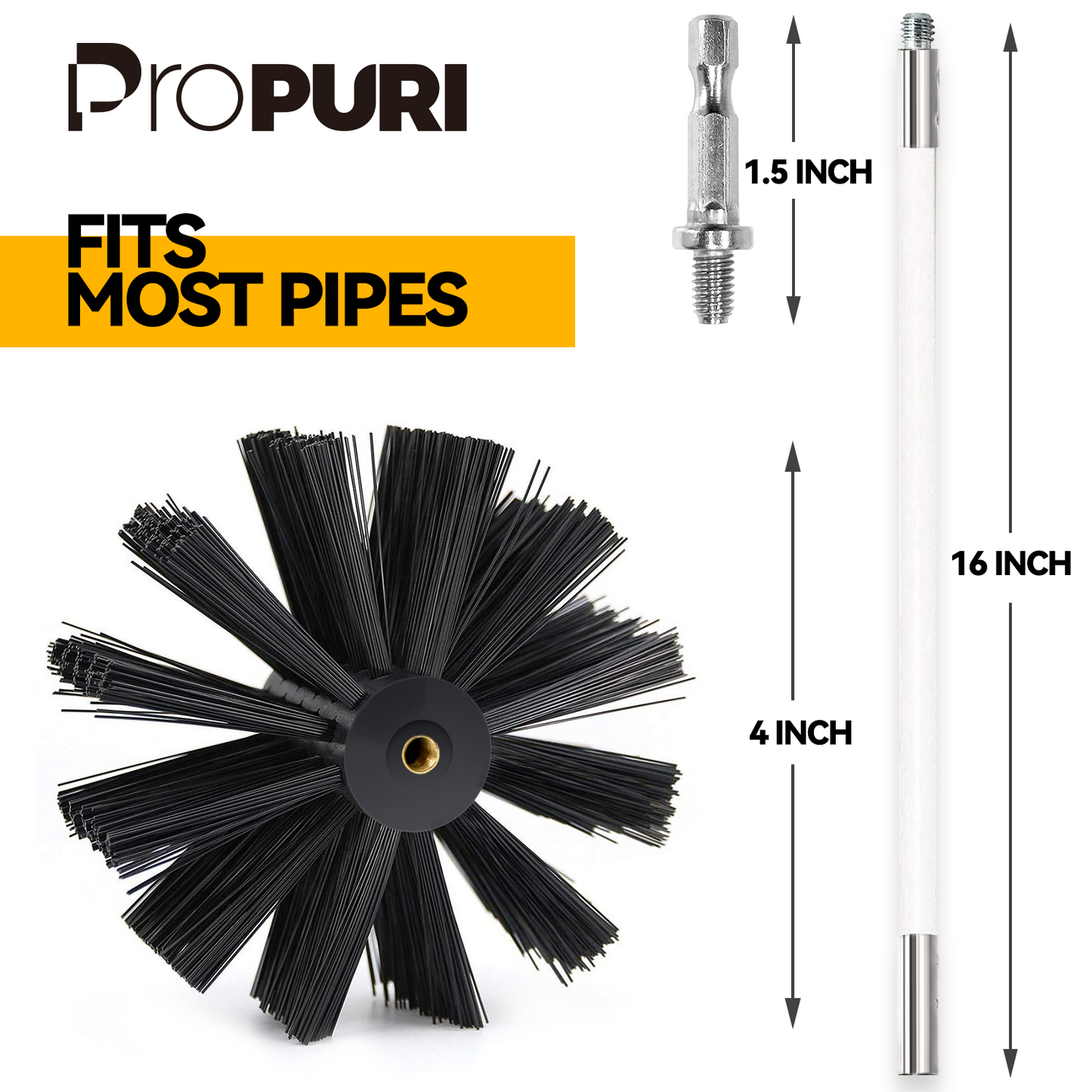 propuri Dryer Vent Cleaning Kit, Lint Remover, Synthetic Brush Head, 12 Feet Use with or Without a Power Drill