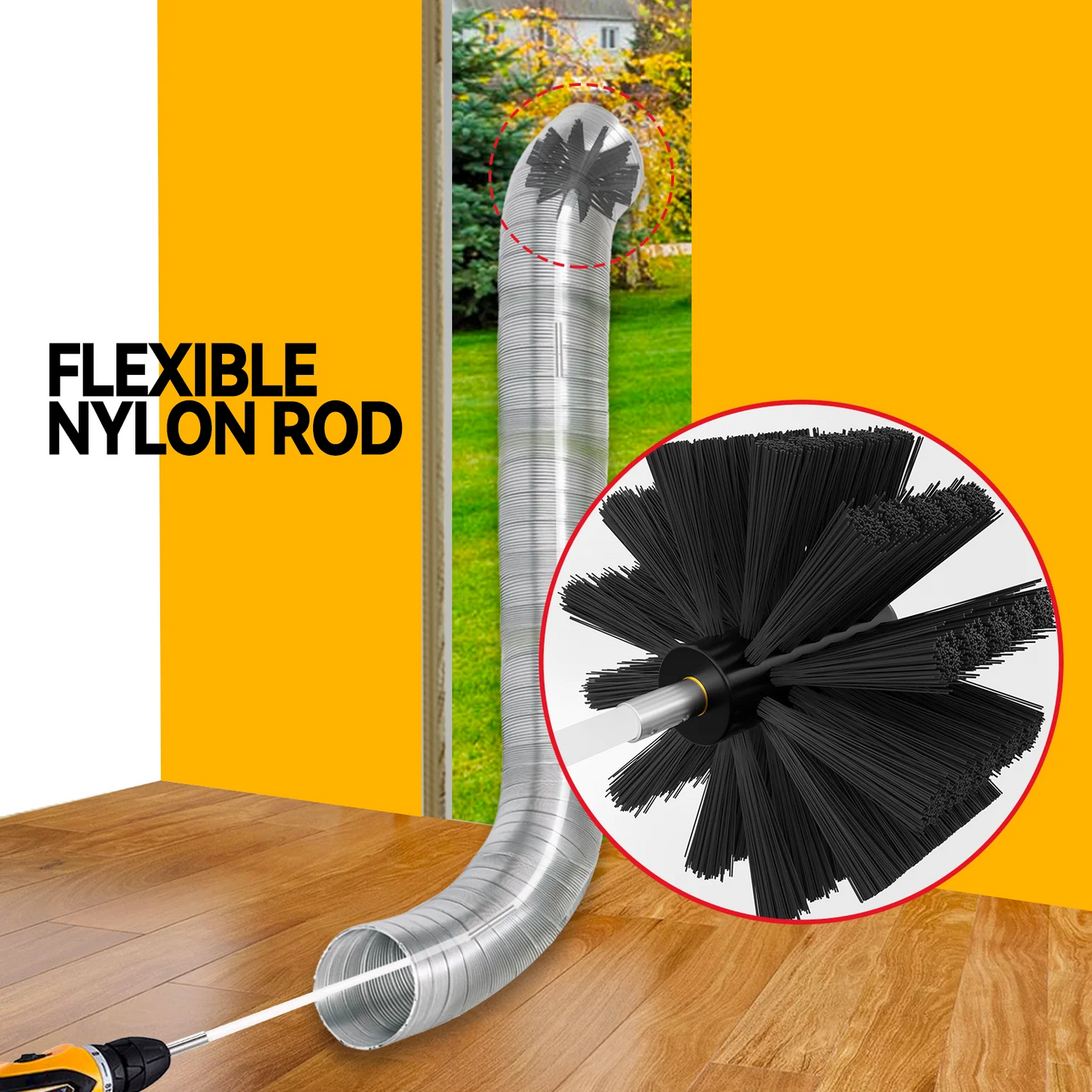 propuri Dryer Vent Cleaning Kit, Lint Remover, Synthetic Brush Head, 12 Feet Use with or Without a Power Drill