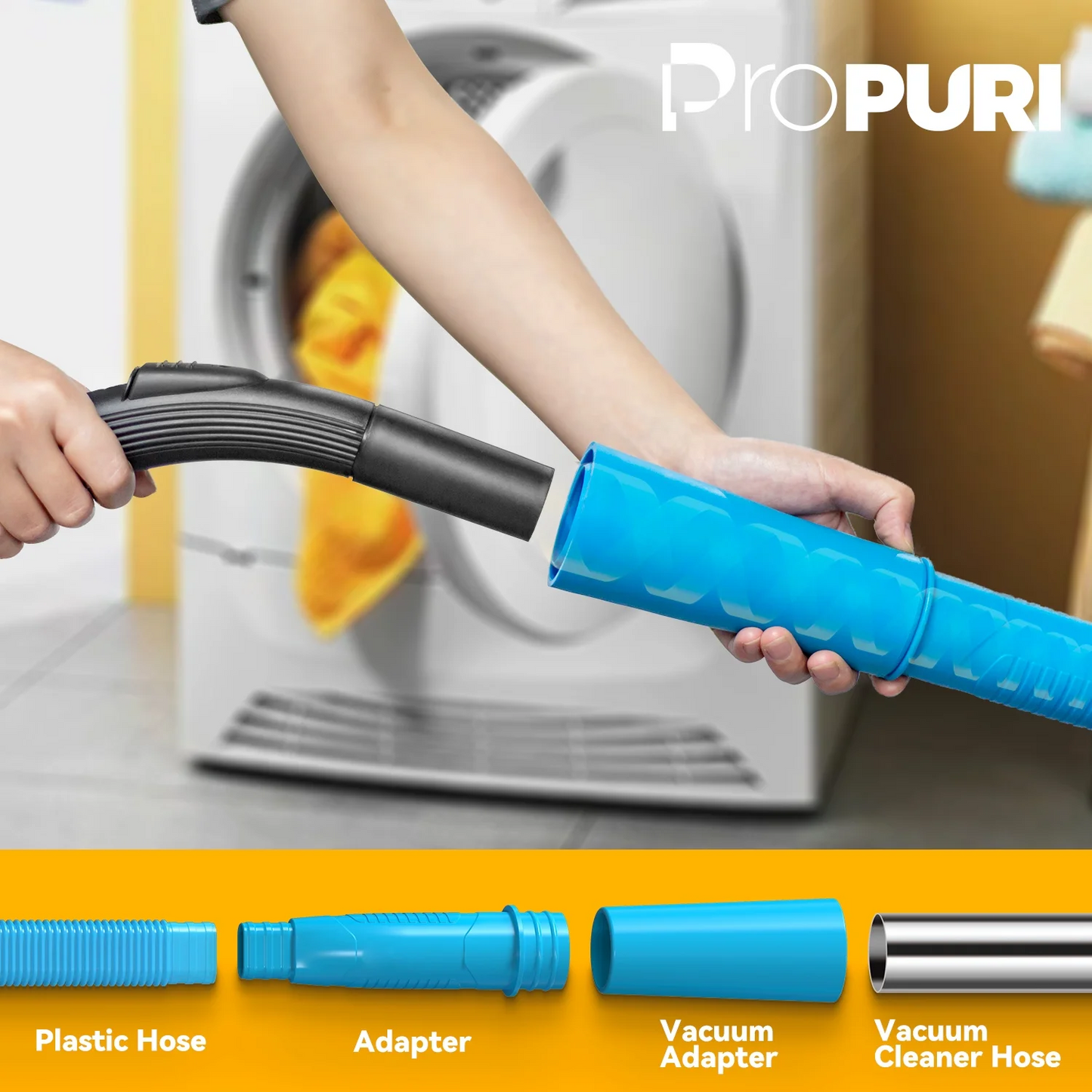 propuri Dryer Vent Cleaner Kit Vacuum Hose Attachment Brush, Lint Remover, Blue