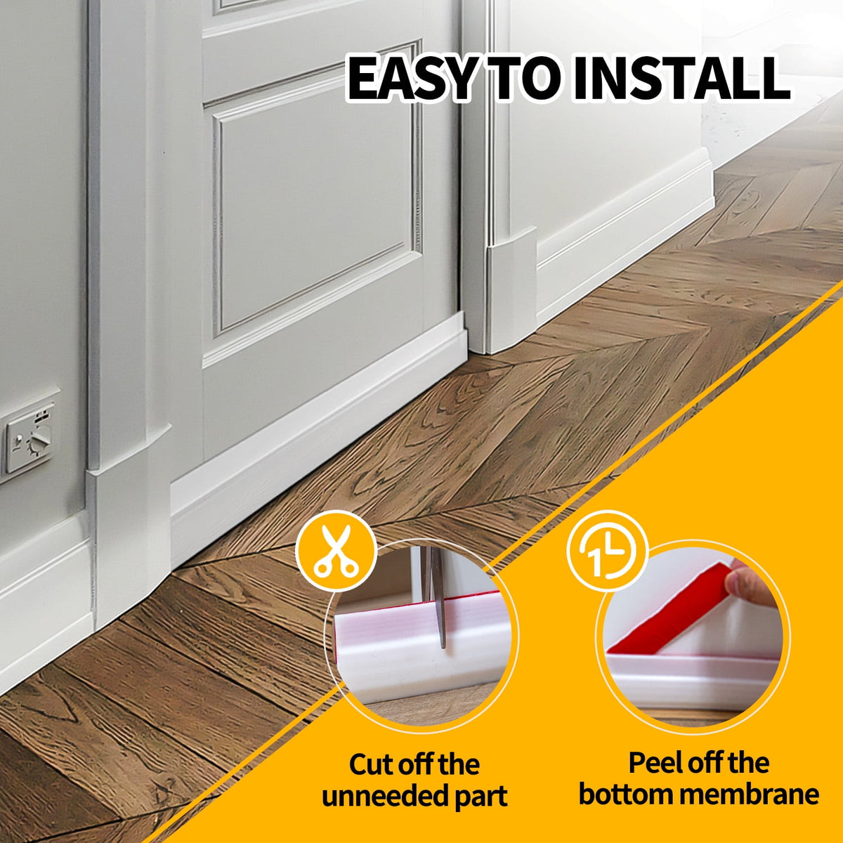 propuri Door Draft Stopper Insulator Door Sweep Weather Stripping Noise Stopper,2 Pack Tansparent