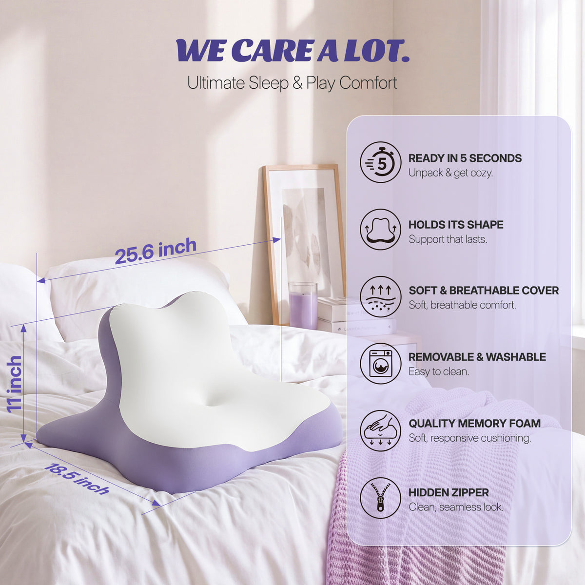 COZYFUZY Ergonomic Memory Foam Wedge Pillow, Prone Pillow for Multi-Position Support, Reading and Prone Rest