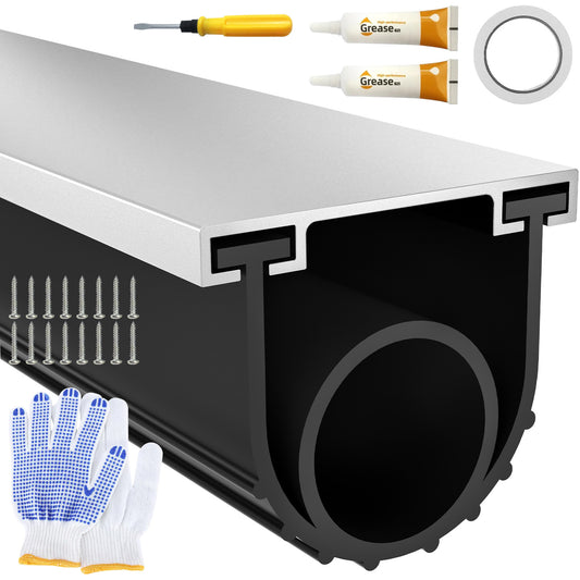 propuri Garage Door Seal - Pre-drilled Aluminum Track Retainer Kit, Easy to Install, Durable U+O Ring Combination Garage Door Weather Stripping Kit, Black16FT