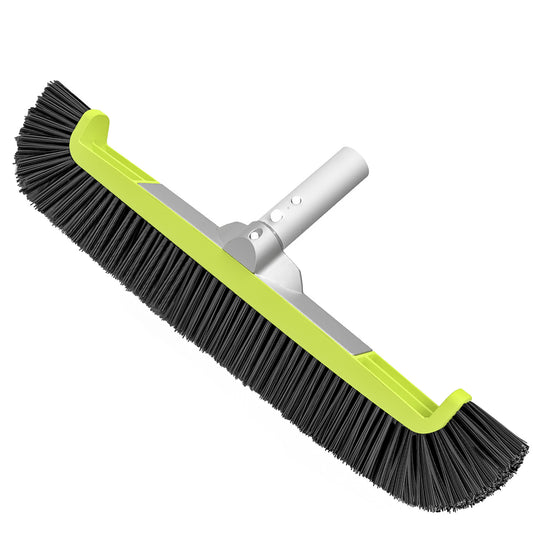 propuri 18" Pool Brush Head for Cleaning Swimming Pool Walls, Curved Ends High-Efficiency Scrub Brush for Tile, Fiberglass, Flooring and Vinyl Pools, Fits Φ1.25” Poles (Green & Black)