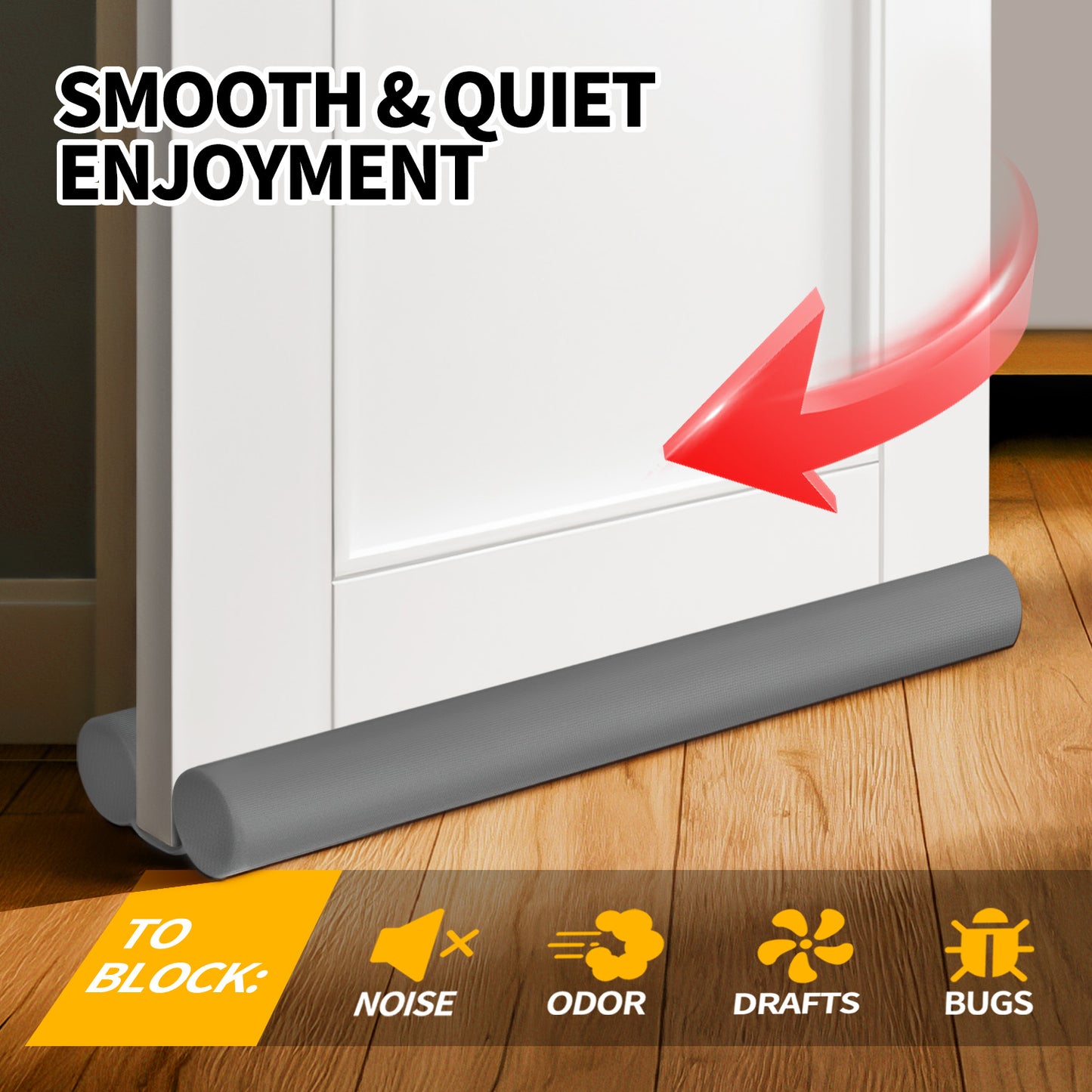 propuri Door Draft Stopper Door Sweep Weather Stripping Noise Blocker Window Breeze Blocker Adjustable Door Sweeps, Grey