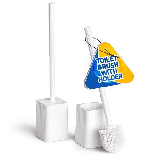 propuri 2Pack Toilet Bowl Brush and Holder Set - Toilet Scrubber Brush,Cleaning Brush,Bathroom Decor,Household Essentials,Cleaning Supplies,Home Essentials,White