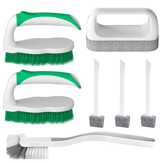 propuri Deep Cleaning Brush Set, Pool Brush, Scrub Pads with Scraper Tip Scouring Pads, for Pool Walls, Bathroom, Floor 7 Pack Green