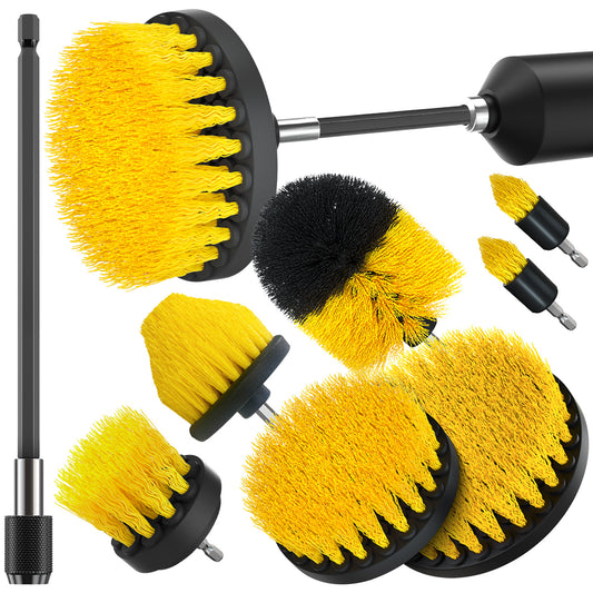 propuri Drill Brush,Power Scrubber Cleaning Brush, Extended Nylon Bristle Attachment，8Pack Yellow