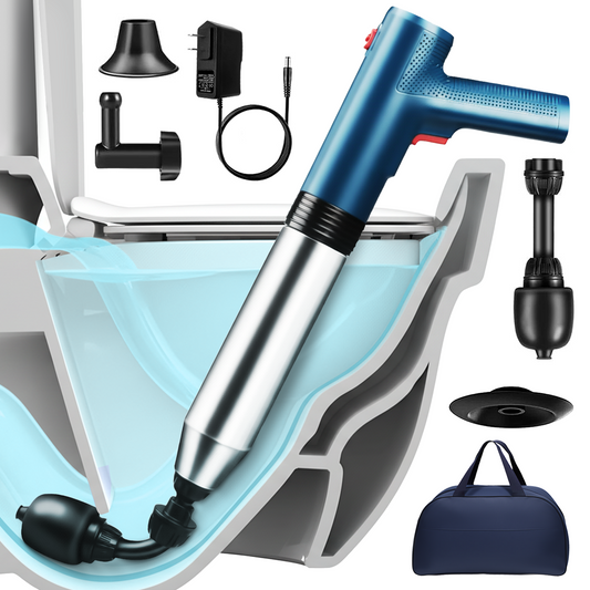 propuri Electric Toilet Plunger, High-Pressure Air Drain Plunge Unclogger for Toilets, Bathroom Floor, Drain Sinks and Plumbing Clogs，Power Drain Clog Remover, Blue