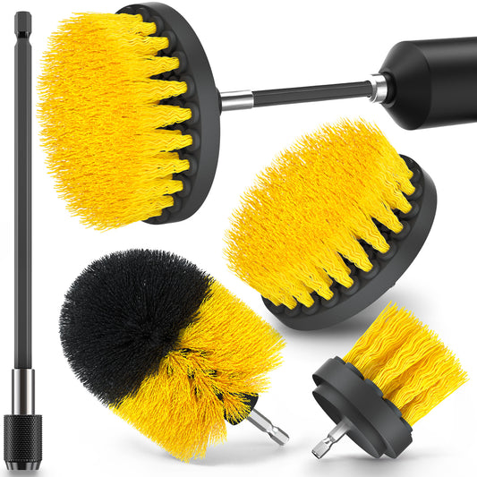 propuri 4Pack Drill Brush Power Scrubber Cleaning Brush ,Extended Long Attachment Set ,Kit for Grout, Floor, Tub, Shower, Tile, Bathroom and Kitchen Surface,Yellow