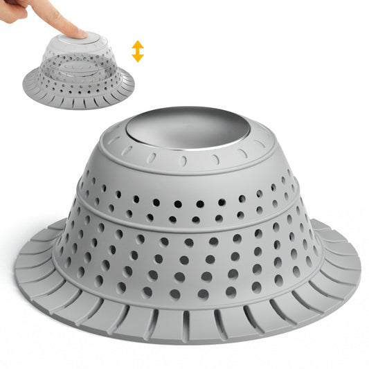 propuri Bathtub Drain Hair Catcher, Premium Silicone Shower Hair Catcher, Collapsible Hair Stopper for Pop Up and Regular Drains of Shower, Bathtub, Bathroom Sink, Bathroom Fixture Accessories