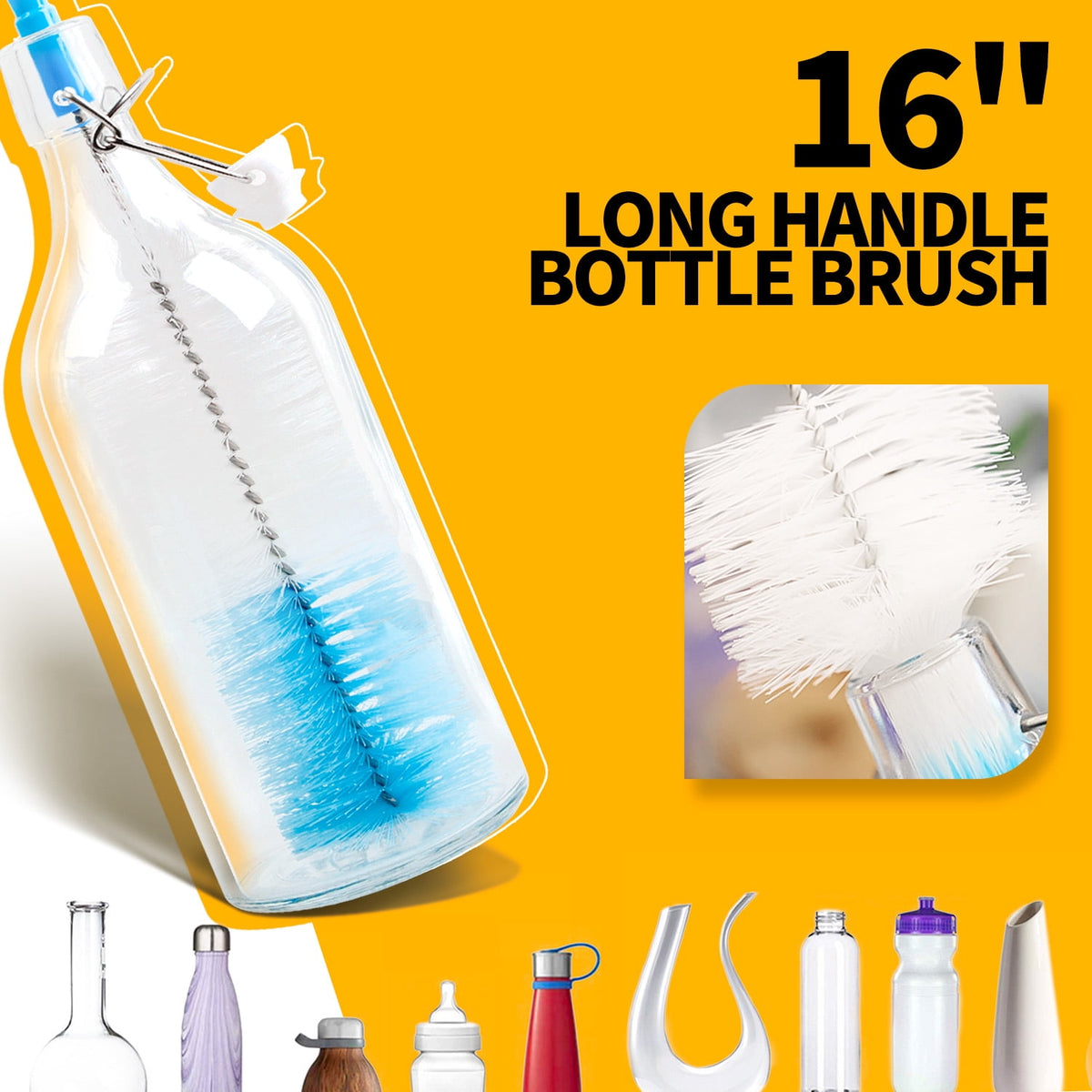 Propuri 8-Pack White, New Electronics Cleaning Brush Set with Long-Handled Bottle Brush and Straw Brush