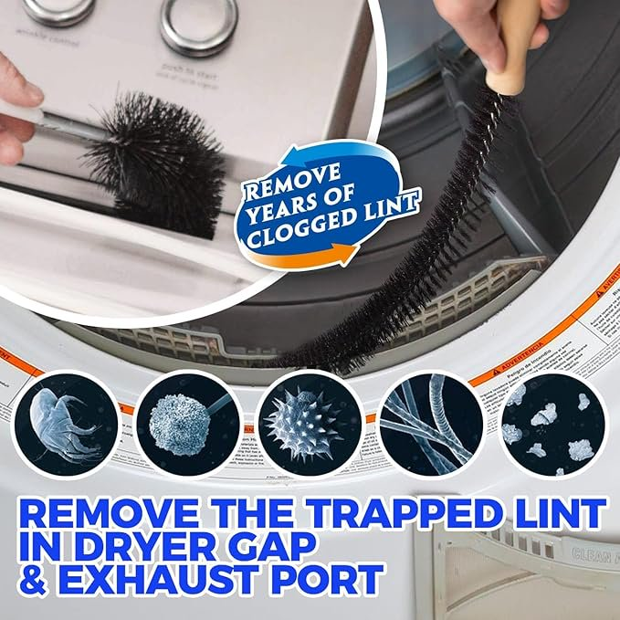 propuri 32feet Dryer Vent Cleaning Kit Include Dryer Vent Brush, Blue Dryer Lint Vacuum Attachment Dryer Lint Trap Brush, Vacuum & Dryer Adapters