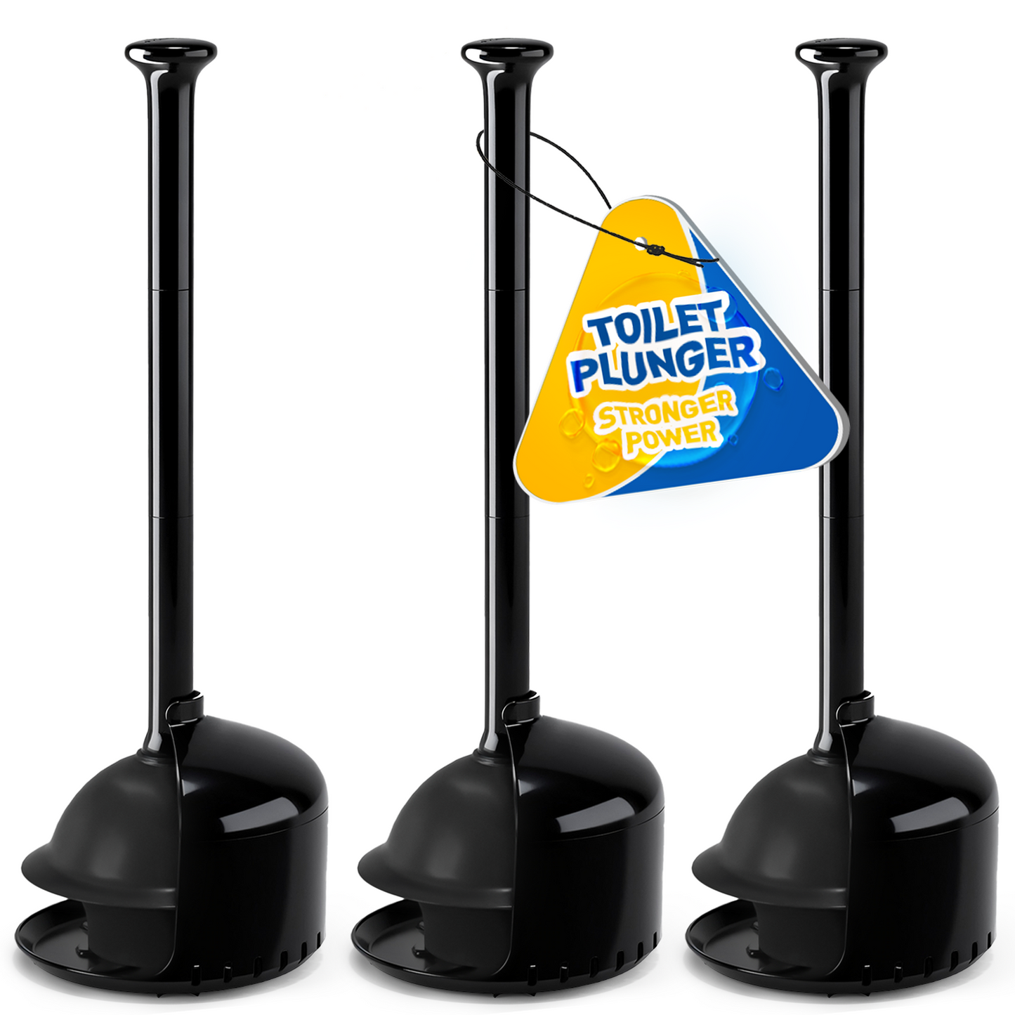 propuri 3Pack Toilet Plunger with Holder, Plungers for Bathroom with Holder, Toilet Plunger with Cover, Bathroom Plunger, Bathroom Decor, Toilet Bowl Cleaners, Bathroom Accessories, Black