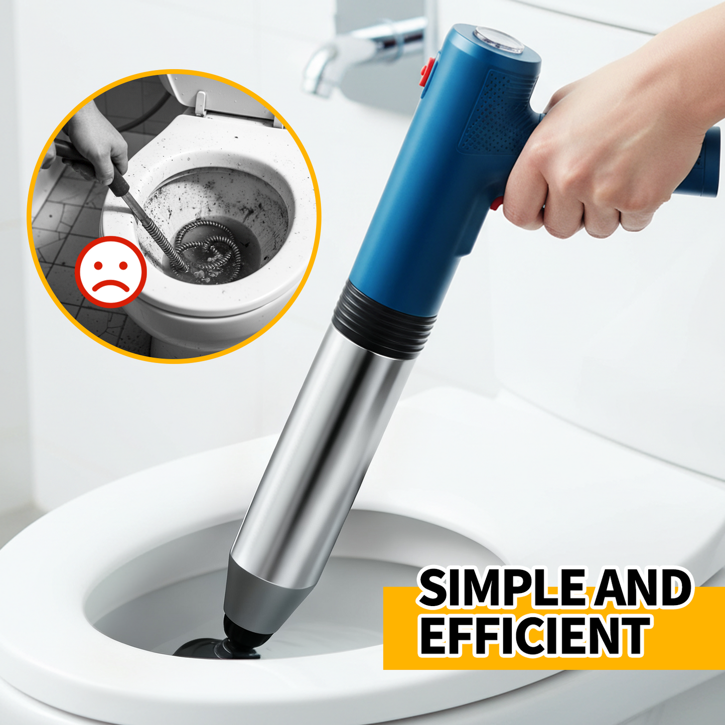 propuri Electric Toilet Plunger, High-Pressure Air Drain Plunge Unclogger for Toilets, Bathroom Floor, Drain Sinks and Plumbing Clogs，Power Drain Clog Remover, Blue
