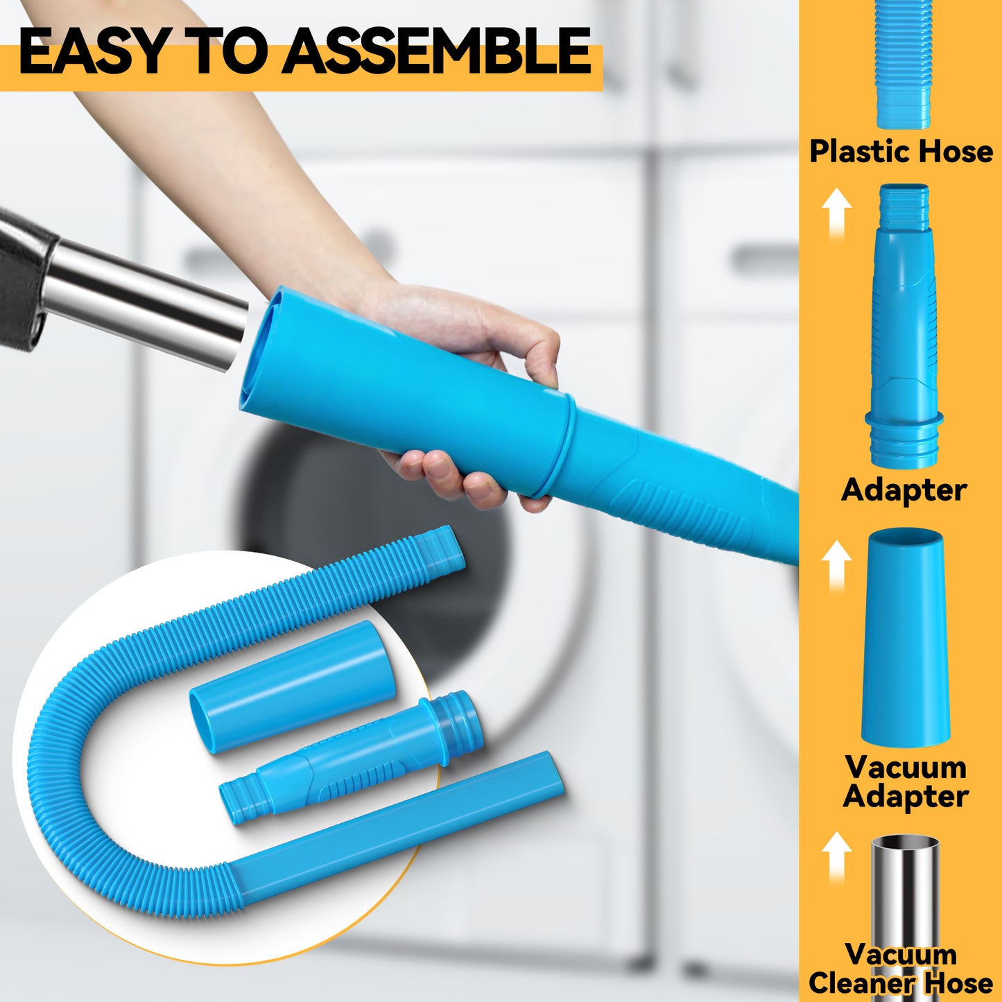 propuri Dryer Vent Cleaning Kit, Dryer Lint Vacuum Attachment and Flexible Dryer Lint Brush, Vacuum Hose Attachment, 2PCS Blue