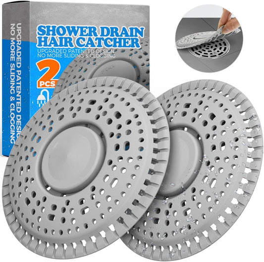 propuri Shower Drain Hair Catcher, Premium Silicone Drain & Shower Drain Cover for of Shower Room, Bathroom, Sink, 2Pack Gray