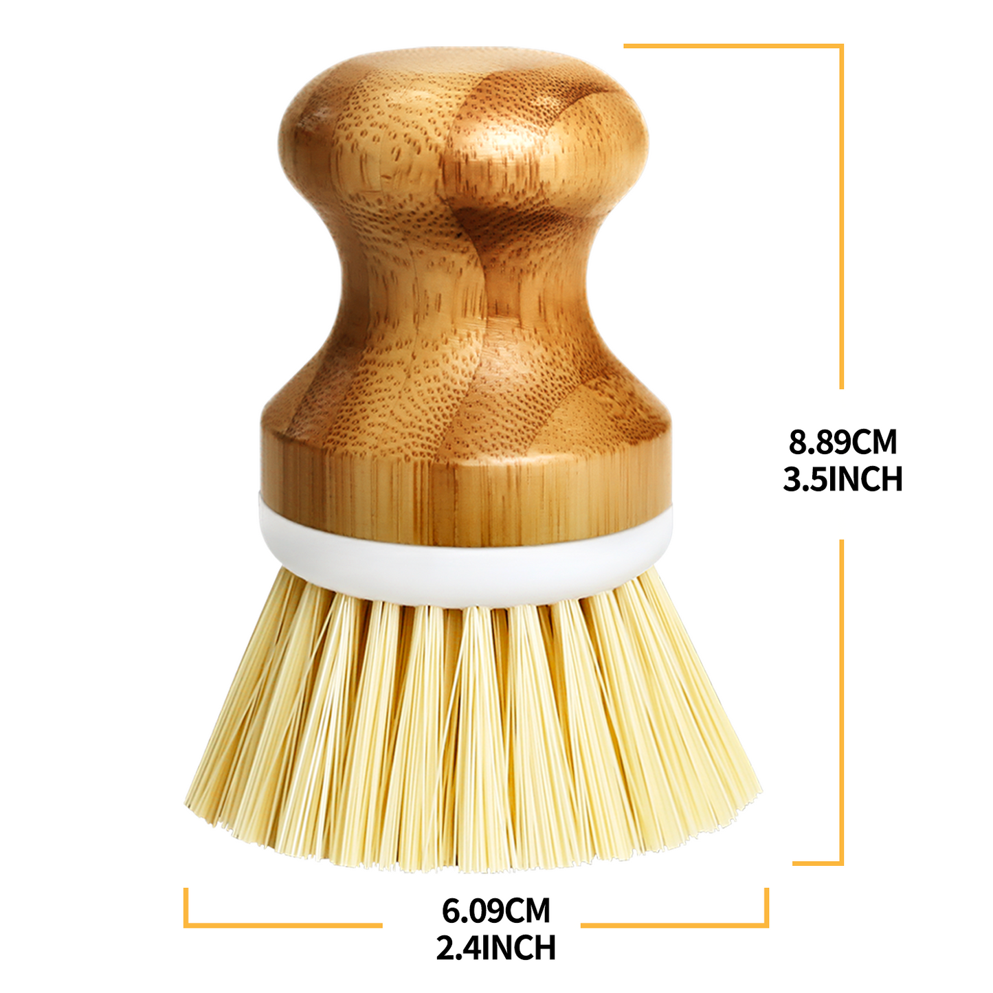 propuri Dish Brushes Palm Brush Dish Scrubber Bamboo Round Natural Scrub Brush Cleaning Kit 3pack