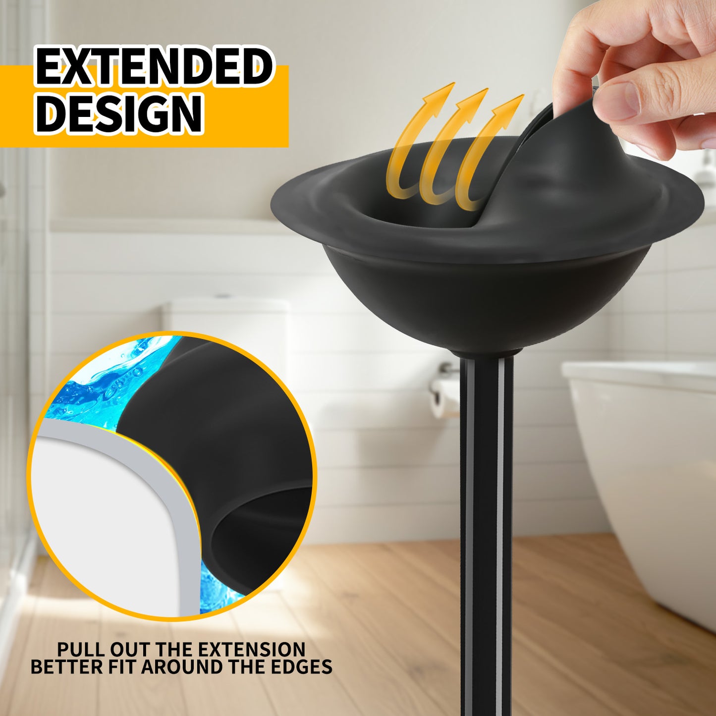 propuri Toilet Plunger with Holder,Heavy Duty Plunger with Cover,Bathroom Decor Accessories,Toilet Clean,Black