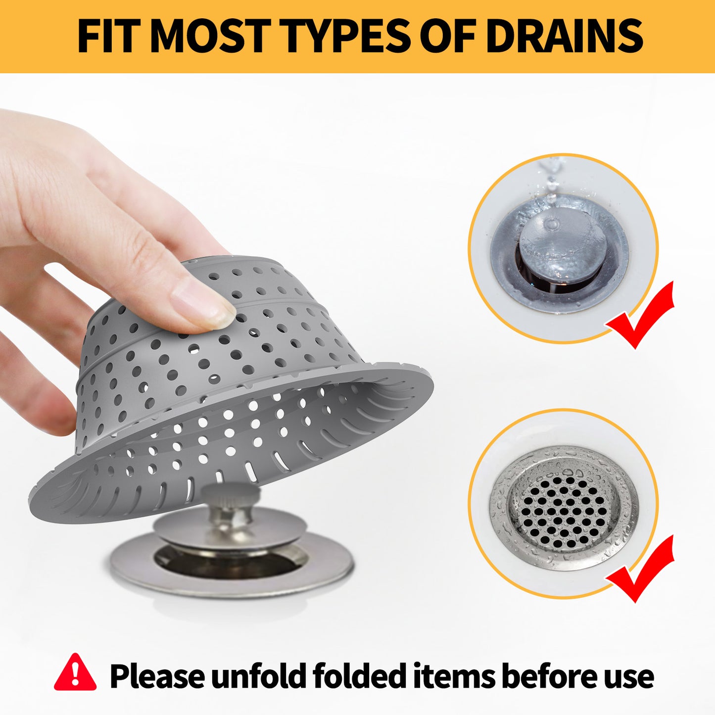 propuri Bathtub Drain Hair Catcher, Premium Silicone Shower Hair Catcher, Collapsible Hair Stopper for Pop Up and Regular Drains of Shower, Bathtub, Bathroom Sink, Bathroom Fixture Accessories