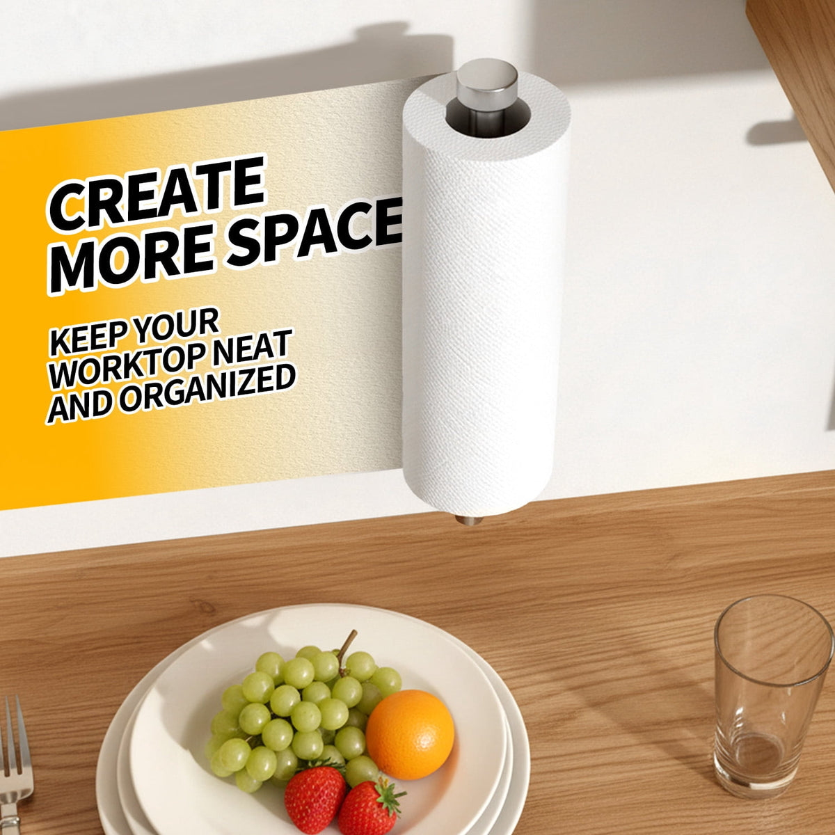propuri Paper Towel Holder - 2 Pack Under Cabinet Paper Towel Holder, Fits Mega Paper Towel Rolls, Wall Mount Rack for Kitchen, Bathroom, RV, Adhesive or Screw Installation