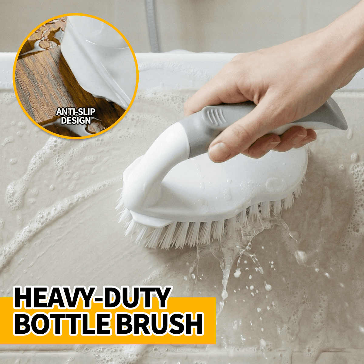 propuri Scrub Brush - 6 Pack, Scrub Brushes for Cleaning, Heavy-Duty Scrub Brush, Stiff Bristles Cleaning Brush, for Kitchen, Bathtub, Floor and Wall Surfaces, Grey