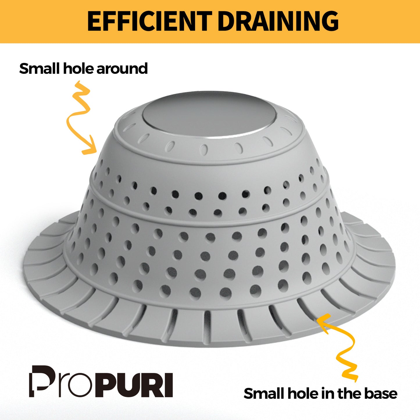 propuri Bathtub Drain Hair Catcher, Premium Silicone Shower Hair Catcher, Collapsible Hair Stopper for Pop Up and Regular Drains of Shower, Bathtub, Bathroom Sink, Bathroom Fixture Accessories