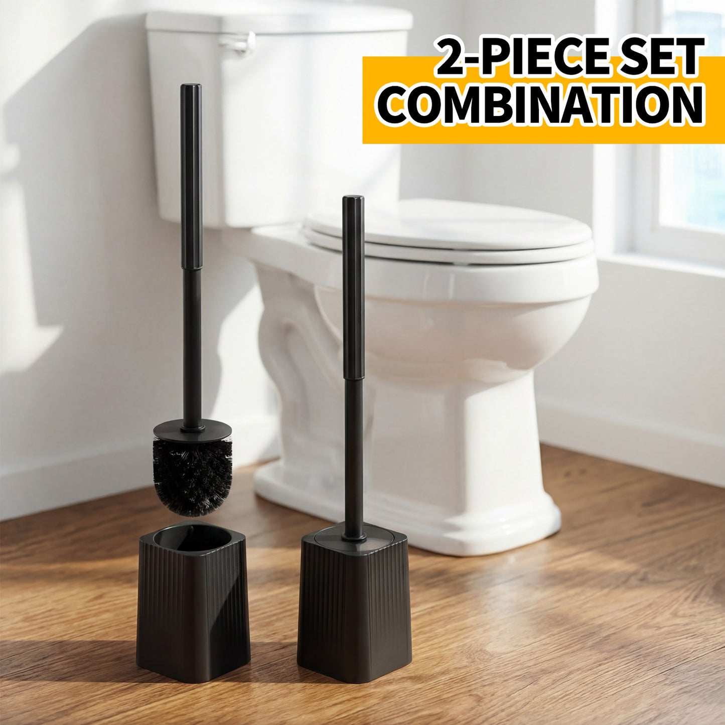propuri 2Pack Toilet Bowl Brush and Holder Set - Toilet Scrubber Brush,Cleaning Brush,Bathroom Decor,Cleaning Supplies,Household Essentials,Black